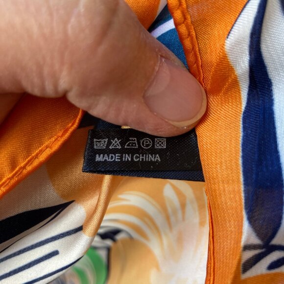 Floral Flower Scarf Wrap Multicolor Square Summer 27" X 27" Orange Blue Yellow - Picture 10 of 13